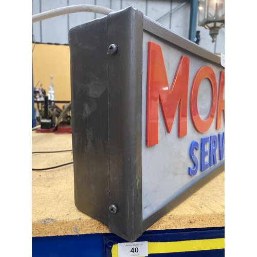 76 - A 'MORRIS SERVICE' ILLUMINATED BOX SIGN, 23 X 57CM