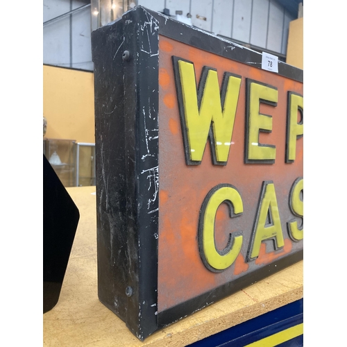 78 - A 'WE PAY CASH' ILLUMINATED BOX SIGN, 32 X 51CM