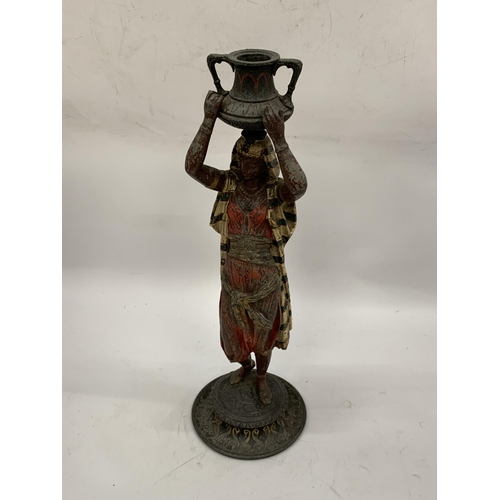 8 - A COLD PAINTED AUSTRIAN FIGURE OF A WATER CARRIER, HEIGHT 37CM