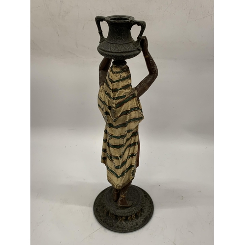 8 - A COLD PAINTED AUSTRIAN FIGURE OF A WATER CARRIER, HEIGHT 37CM