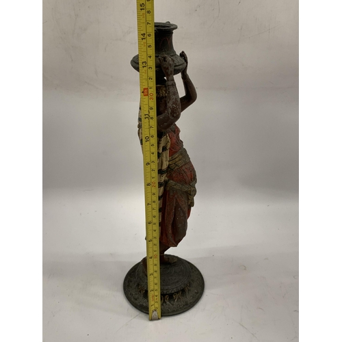 8 - A COLD PAINTED AUSTRIAN FIGURE OF A WATER CARRIER, HEIGHT 37CM