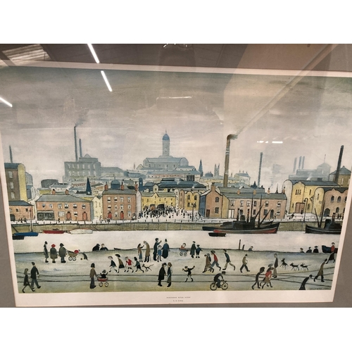 89 - A FRAMED L.S LOWRY 'NORTHERN RIVER SCENE' PRINT