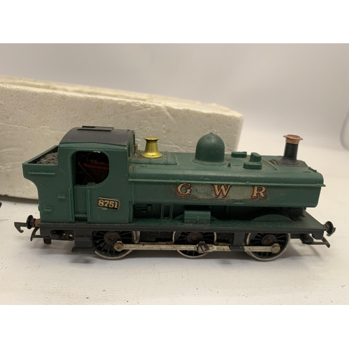 412 - TWO 00 GAUGE TANK ENGINES TO INCLUDE A HORNBY 0-4-0 LMS NO. 16030 AND A 0-6-0 GWR NUMBER 8751