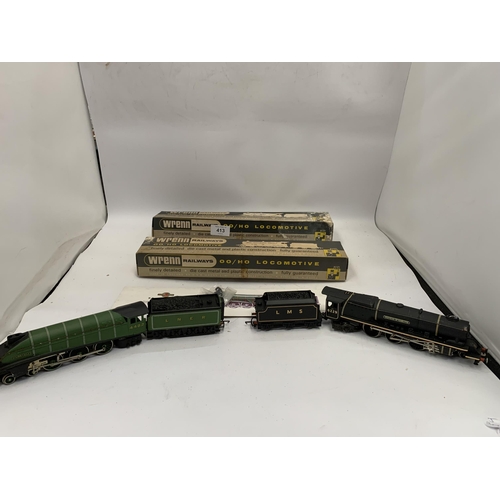 413 - TWO WRENN RAILWAYS 00 GAUGE LOCOMOTIVES - A 4-6-2 'DUCHESS OF HAMILTON' WITH TENDER AND A 4-6-2 'MAL... 