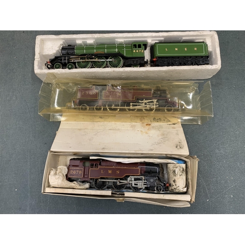 416 - THREE 00 GAUGE STEAM LOCOMOTIVES TO INCLUDE A WRENN 2-6-4 L. M. S. NO. 2679, A HORNBY 2-6-4 L. M. S.... 