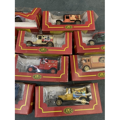 432 - TEN BOXED CAMEO FROM CORGI MODEL VANS