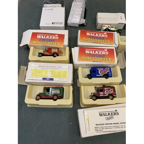 434 - TEN DIECAST VANS, VARIOUS MODELS ACCESSORIES - A CLOCK, CUFF LINKS ETC