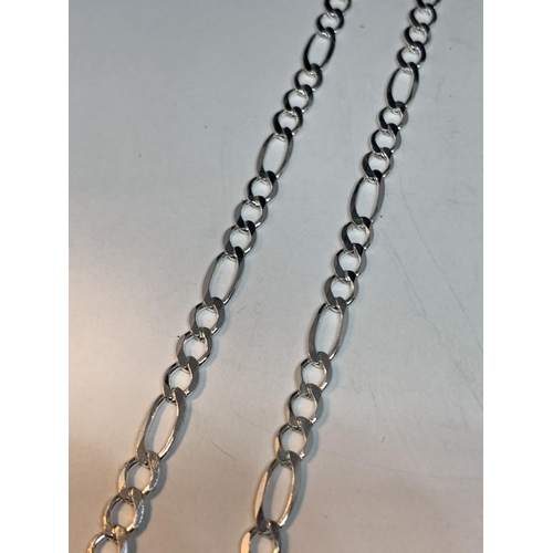 638 - TWO SILVER FIGARO NECKLACES