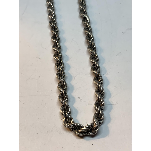 656 - A SILVER ROPE NECKLACE AND BRACELET