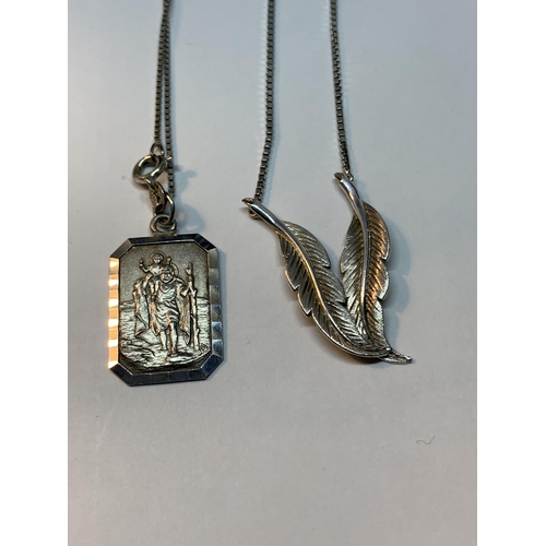 666 - FOUR SILVER NECKLACES WITH PENDANTS