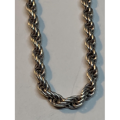 668 - A SILVER ROPE NECKLACE AND BRACELET