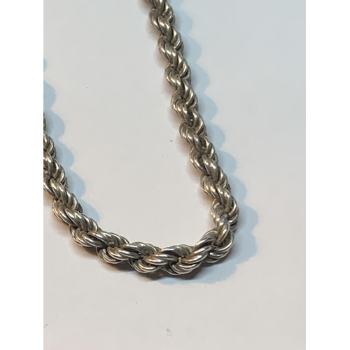 668 - A SILVER ROPE NECKLACE AND BRACELET