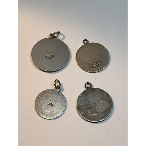 670 - FOUR SILVER ST CHRISTOPHER PENDANTS