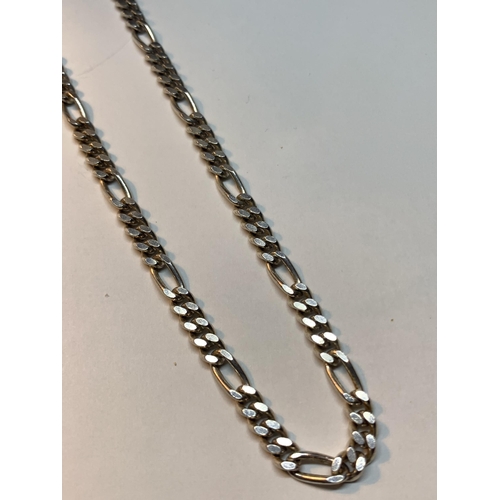 671 - A SILVER FIGARO NECKLACE LENGTH 24 INCHES