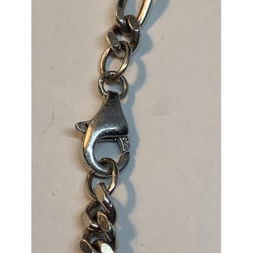 671 - A SILVER FIGARO NECKLACE LENGTH 24 INCHES