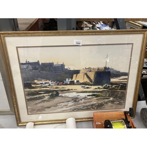 1071 - A FRAMED SIGNED WATERCOLOUR BY SPENCER FORD, 'LOW TIDE AT CEMAES BAY, ANGLESEY'