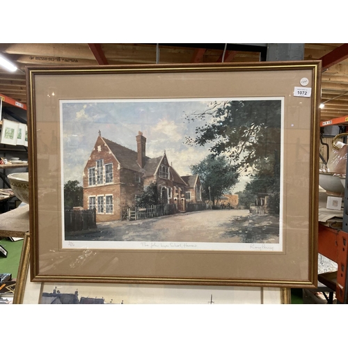 1072 - A FRAMED RAY PERRY PENCIL SIGNED LIMITED EDITION PRINT OF HARROW