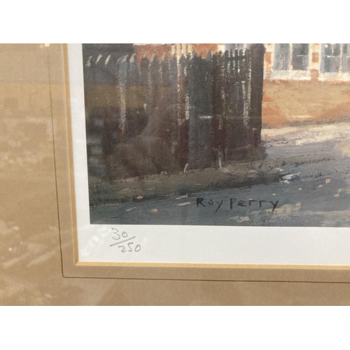 1072 - A FRAMED RAY PERRY PENCIL SIGNED LIMITED EDITION PRINT OF HARROW