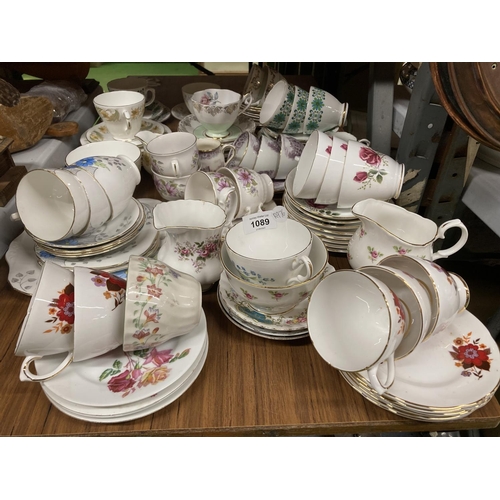 1089 - A LARGE LOT OF MIXED TEAWARES AND CHINA, ROYAL SUTHERLAND,WELLINGTON, DUCHESS ETC