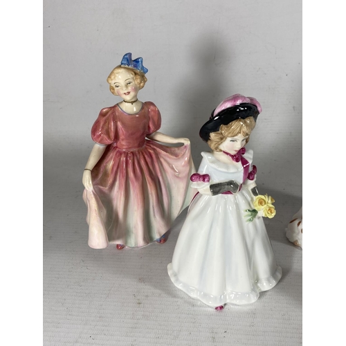 762 - FOUR ROYAL DOULTON FIGURES TO INCLUDE SWEETING, SHARON, INNOCENCE AND SIT