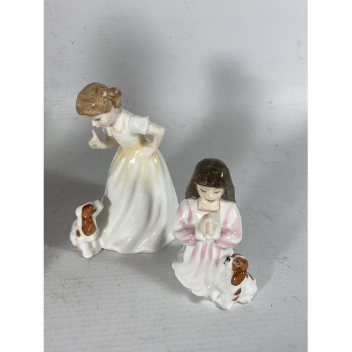 762 - FOUR ROYAL DOULTON FIGURES TO INCLUDE SWEETING, SHARON, INNOCENCE AND SIT