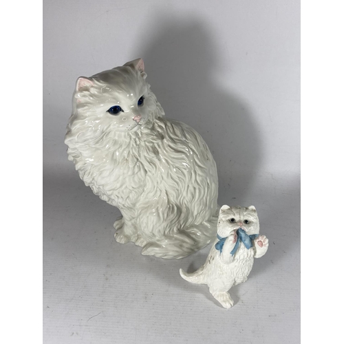 763 - TWO WHITE CATS TO INCLUDE A ROYAL WORCESTER AND A JUST CAT & CO