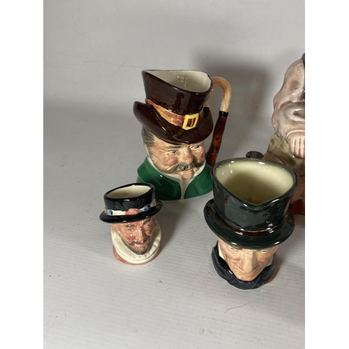 765 - SEVEN VARIOUS SIZED TOBY JUGS MAINLY ROYAL DOULTON