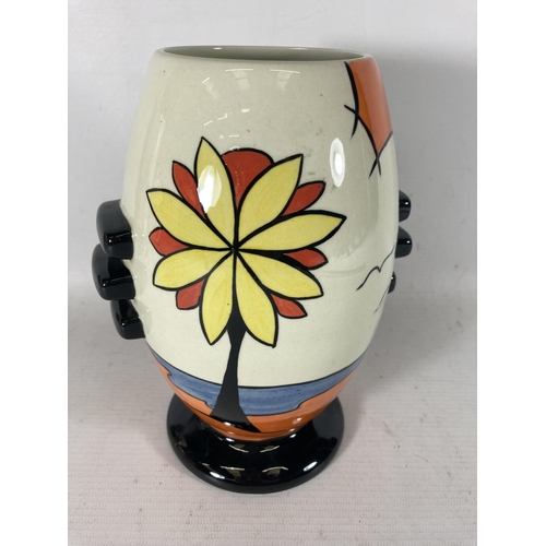 768 - A HANDPAINTED AND SIGNED LORNA BAILEY VASE BEACH PATTERN HEIGHT 19CM