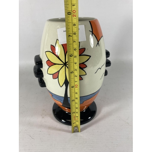 768 - A HANDPAINTED AND SIGNED LORNA BAILEY VASE BEACH PATTERN HEIGHT 19CM