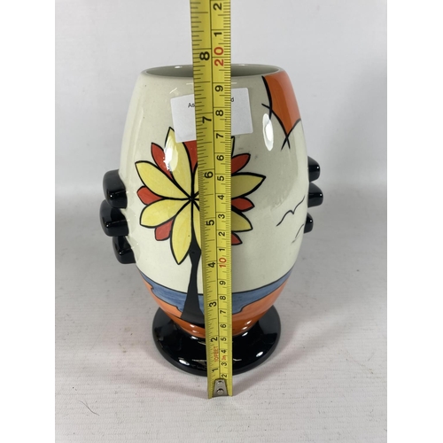 768 - A HANDPAINTED AND SIGNED LORNA BAILEY VASE BEACH PATTERN HEIGHT 19CM