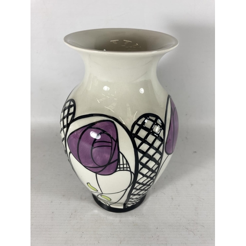 770 - A HANDPAINTED AND SIGNED LORNA BAILEY VASE CHARLES RENNIE MACKINTOSH PATTERN HEIGHT 20CM