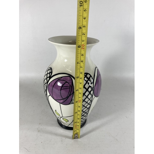 770 - A HANDPAINTED AND SIGNED LORNA BAILEY VASE CHARLES RENNIE MACKINTOSH PATTERN HEIGHT 20CM