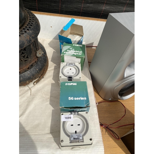 1699 - AS NEW AND BOXED TWO INDUSTRIAL SWITCHGEAR SOCKETS AND AN AQUASEAL SOCKET OUTLET