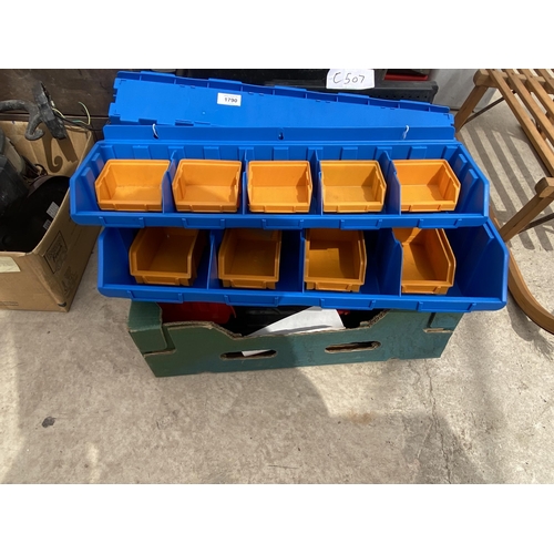 1790 - AN ASSORTMENT OF PLASTIC LIN BIN STORAGE BOXES AND RACKING