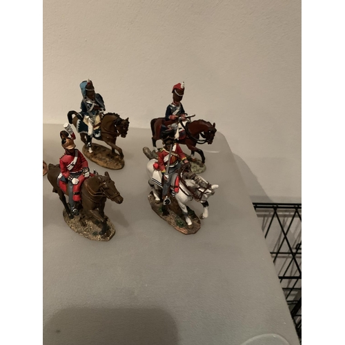 251 - ELEVEN DEL PRADO DIE CAST NAPOLIONIC ERA FIGURES OF BRITISH SOLDIERS ON HORSEBACK TO INCLUDE WELLING... 