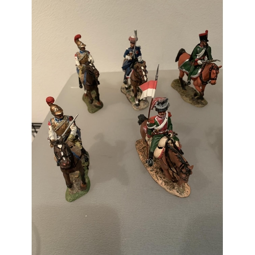 252 - ELEVEN DEL PRADO DIE CAST NAPOLIONIC ERA FIGURES OF FRENCH SOLDIERS ON HORSEBACK