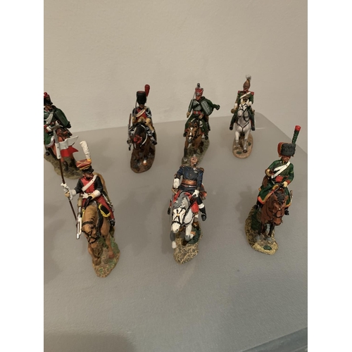 252 - ELEVEN DEL PRADO DIE CAST NAPOLIONIC ERA FIGURES OF FRENCH SOLDIERS ON HORSEBACK