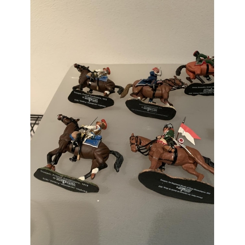 252 - ELEVEN DEL PRADO DIE CAST NAPOLIONIC ERA FIGURES OF FRENCH SOLDIERS ON HORSEBACK