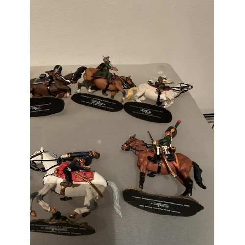 252 - ELEVEN DEL PRADO DIE CAST NAPOLIONIC ERA FIGURES OF FRENCH SOLDIERS ON HORSEBACK