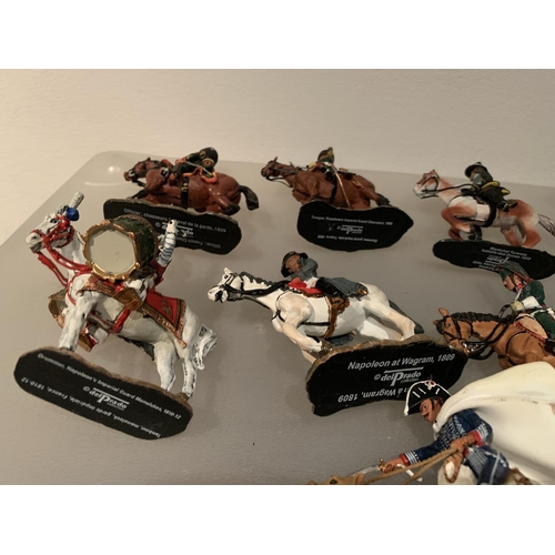 253 - ELEVEN DEL PRADO DIE CAST FIGURES OF FRENCH SOLDIERS TO INCLUDE TEN NAPOLEONIC ERA AND ONE BATTLE ON... 