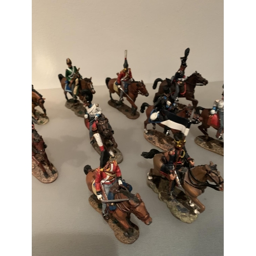 254 - ELEVEN DEL PRADO DIE CAST NAPOLIONIC ERA FIGURES OF GERMAN SOLDIERS ON HORSEBACK TO INCLUDE PRUSSIAN... 