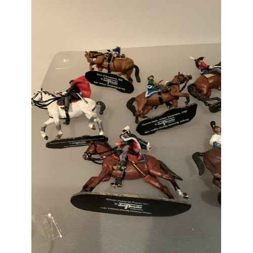 254 - ELEVEN DEL PRADO DIE CAST NAPOLIONIC ERA FIGURES OF GERMAN SOLDIERS ON HORSEBACK TO INCLUDE PRUSSIAN... 