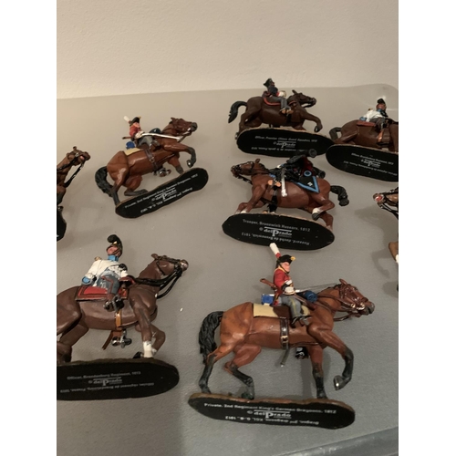 254 - ELEVEN DEL PRADO DIE CAST NAPOLIONIC ERA FIGURES OF GERMAN SOLDIERS ON HORSEBACK TO INCLUDE PRUSSIAN... 