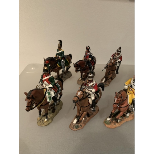 255 - ELEVEN DEL PRADO DIE CAST NAPOLIONIC ERA FIGURES OF SOLDIERS ON HORSEBACK TO INCLUDE SPANISH, RUSSIA... 