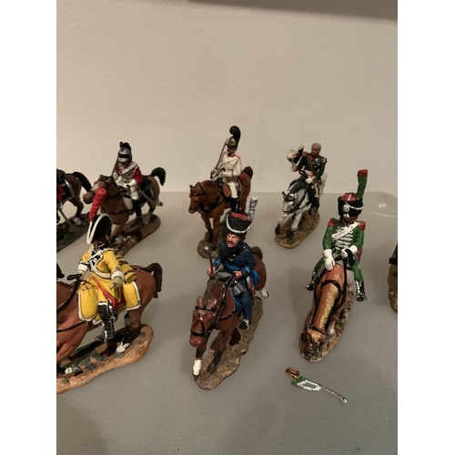 255 - ELEVEN DEL PRADO DIE CAST NAPOLIONIC ERA FIGURES OF SOLDIERS ON HORSEBACK TO INCLUDE SPANISH, RUSSIA... 