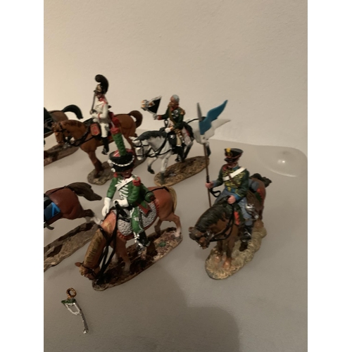 255 - ELEVEN DEL PRADO DIE CAST NAPOLIONIC ERA FIGURES OF SOLDIERS ON HORSEBACK TO INCLUDE SPANISH, RUSSIA... 