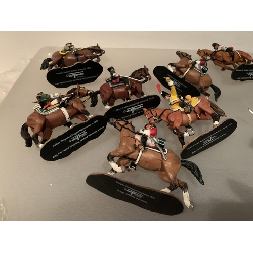 255 - ELEVEN DEL PRADO DIE CAST NAPOLIONIC ERA FIGURES OF SOLDIERS ON HORSEBACK TO INCLUDE SPANISH, RUSSIA... 