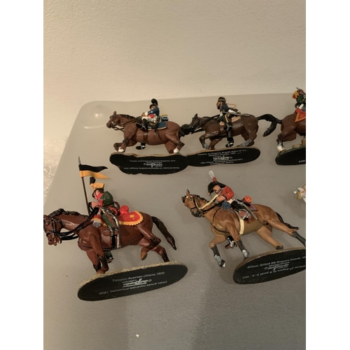 256 - ELEVEN DEL PRADO DIE CAST FIGURES OF SOLDIERS ON HORSEBACK TO INCLUDE 10 NAPOLIONIC ERA AND ONE CRIM... 