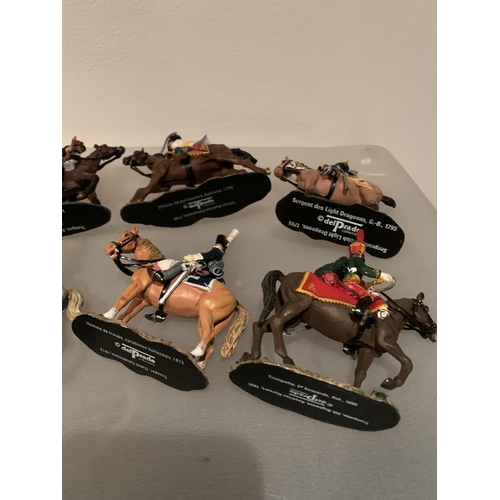 256 - ELEVEN DEL PRADO DIE CAST FIGURES OF SOLDIERS ON HORSEBACK TO INCLUDE 10 NAPOLIONIC ERA AND ONE CRIM... 