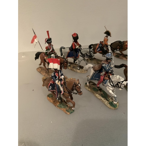 257 - ELEVEN DEL PRADO DIE CAST NAPOLIONIC ERA FIGURES OF SOLDIERS ON HORSEBACK